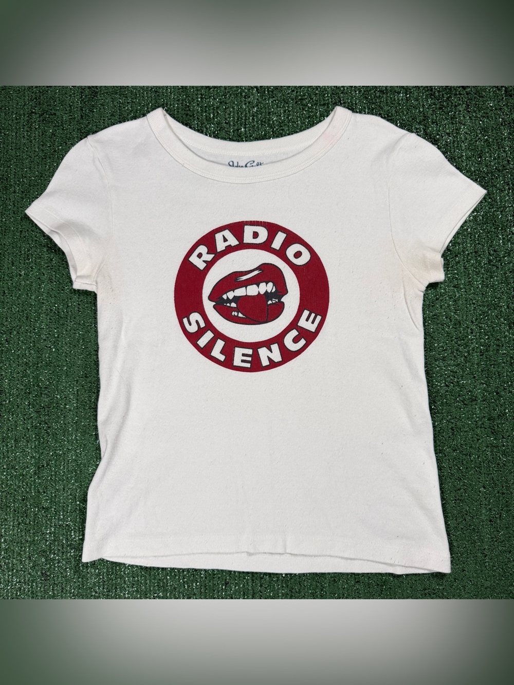 Y2K Womens John Galt Radio Silence T-Shirt White Size XS